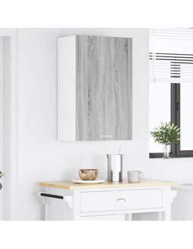 Armadio pensile Riga Grigio Sonoma e Bianco 50 x 31 x 80 cm