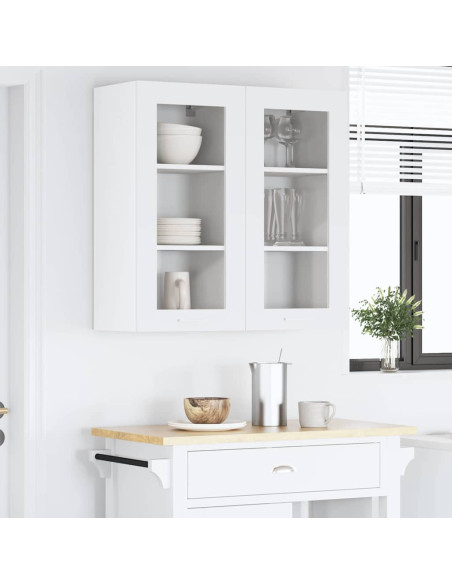 Armadio pensile con porta Riga 2 pcs Bianco 40 x 31 x 80 cm