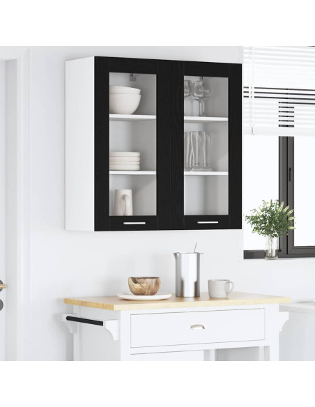 Armadio pensile con porta Riga Rovere Nero 40 x 31 x 80 cm