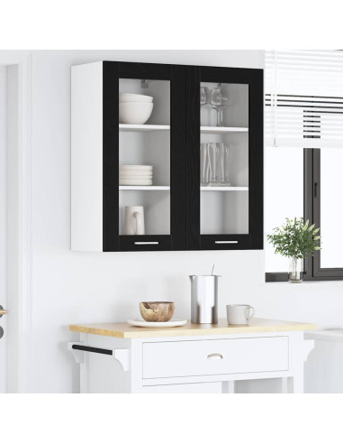 Armadio pensile Riga 2 pcs Rovere Nero 40 x 31 x 80 cm