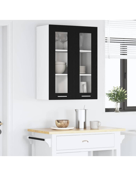 Armadio pensile con porta Riga Rovere Nero 60 x 31 x 80 cm