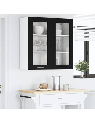 Armadio pensile con porta Riga Rovere Nero 80 x 31 x 80 cm