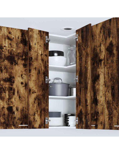 Armadio pensile con lo scaffale Riga Rovere Affumicato e Bianco