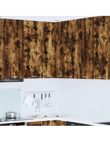 Armadio pensile con lo scaffale Riga Rovere Affumicato e Bianco