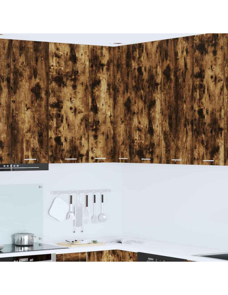 Armadio pensile con lo scaffale Riga Rovere Affumicato e Bianco