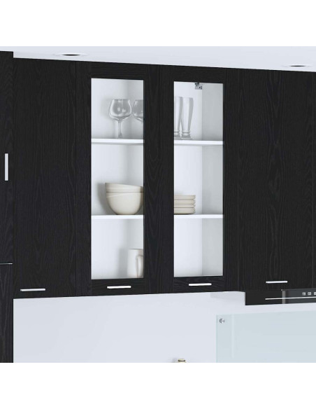 Armadio pensile con porta Riga Rovere Nero 80 x 31 x 100 cm