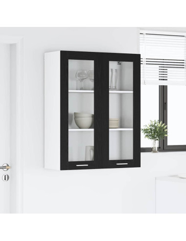 Armadio pensile con porta Riga Rovere Nero 80 x 31 x 100 cm