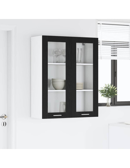 Armadio pensile con porta Riga Rovere Nero 80 x 31 x 100 cm