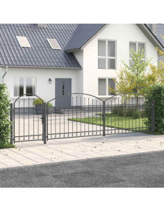 Cancello da Giardino con Parte Superiore Arcuata Grigio