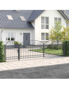 Cancello da Giardino con Parte Superiore Arcuata Grigio