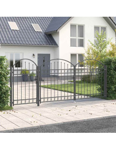 Cancello da Giardino con Parte Superiore Arcuata Grigio