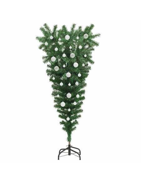 Albero di Natale artificiale pre-illuminato rovesciato con set di palline