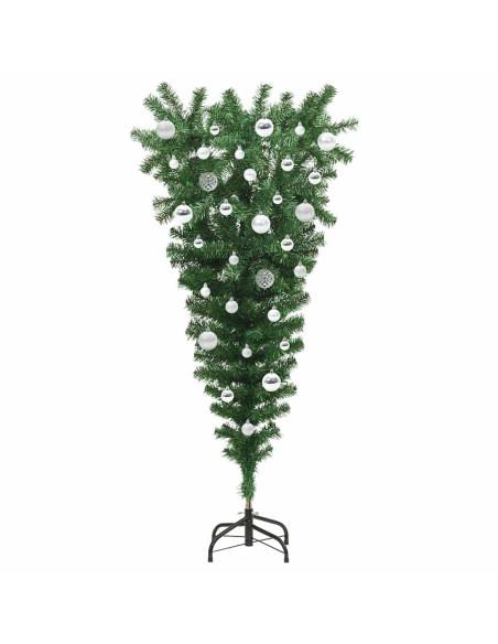 Albero di Natale artificiale preilluminato capovolto con set di palline