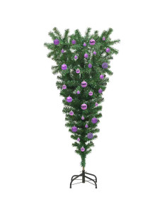 Albero di Natale artificiale preilluminato capovolto con set di palline