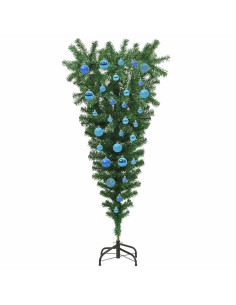 Albero di Natale artificiale pre-illuminato rovesciato con set di palline