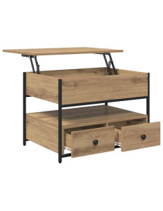 Tavolino da salotto con cassetto rovere artigianale 70x50x50cm