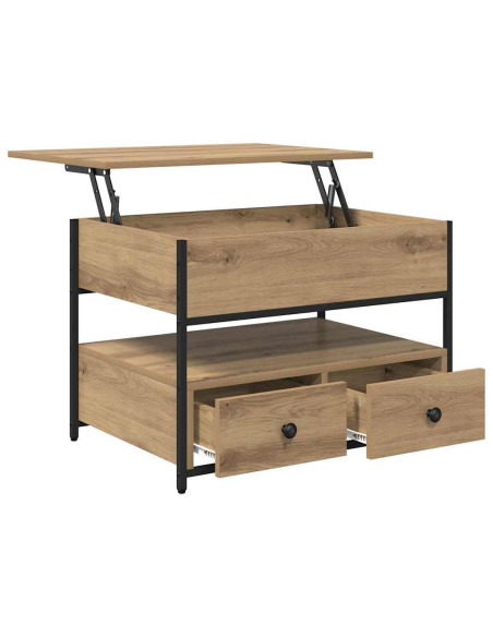 Tavolino da salotto con cassetto rovere artigianale 70x50x50cm