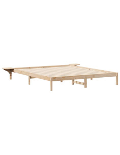 Letto con Tavolini Laterali Naturale 200 x 220 cm Pino massello