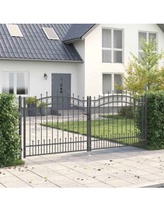 Cancello con Punta a Lancia Grigio 305 x 125 cm Acciaio