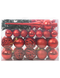 Set di Palle di Natale con 150 LED 61 pcs Rosso Plastica