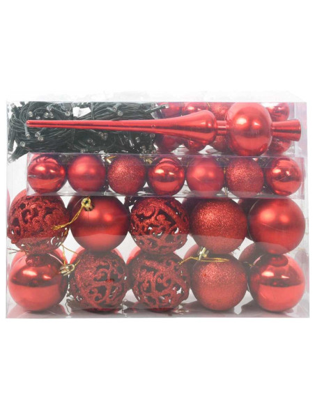 Set di Palle di Natale con 150 LED 61 pcs Rosso Plastica