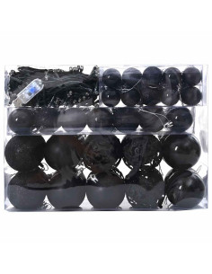Set di Palle di Natale con 150 LED 61 pcs Nero Plastica