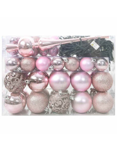 Set di Palle di Natale con 150 LED 61 pcs Rosa Plastica