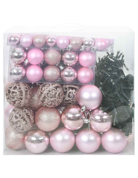 Set di Palle di Natale con 300 LED 120 pcs Rosa Plastica