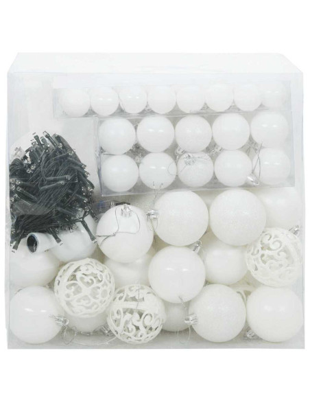Set di Palle di Natale con 300 LED 120 pcs Bianco Plastica