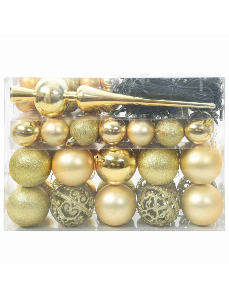 Set di Palle di Natale con 150 LED 61 pcs Oro Plastica