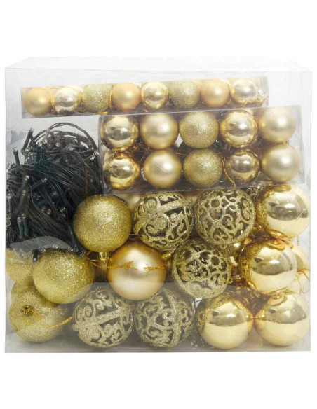 Set di Palle di Natale con 300 LED 120 pcs Oro Plastica