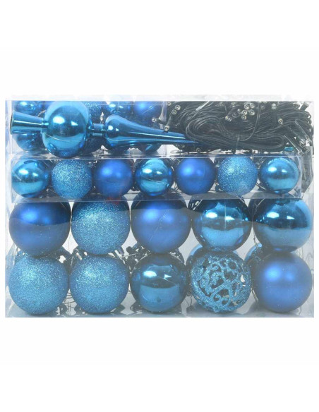 Set di Palle di Natale con 150 LED 61 pcs Blu Plastica