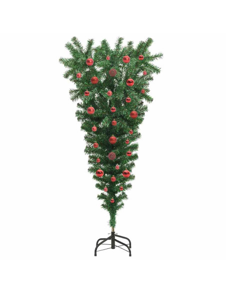 Albero di Natale artificiale pre-illuminato rovesciato con set di palline