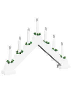 Ponte con Candele di Natale con 7 LED Bianco 39.5 x 5 x 29 cm
