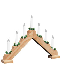 Ponte con Candele di Natale con 7 LED Marrone 39.5 x 5 x 29 cm