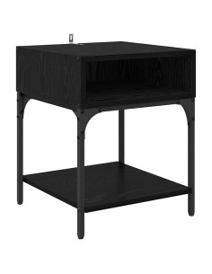 Comodino 2 pcs Rovere nero 40 x 40 x 50 cm Legno multistrato