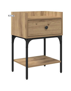 Comodino con cassetto 2 pcs rovere artigianale 40 x 29 x 60 cm