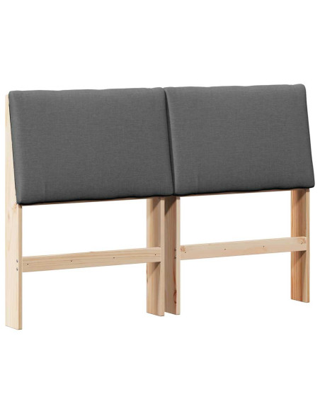 Testiera imbottita Grigio scuro 140 cm Pino massello