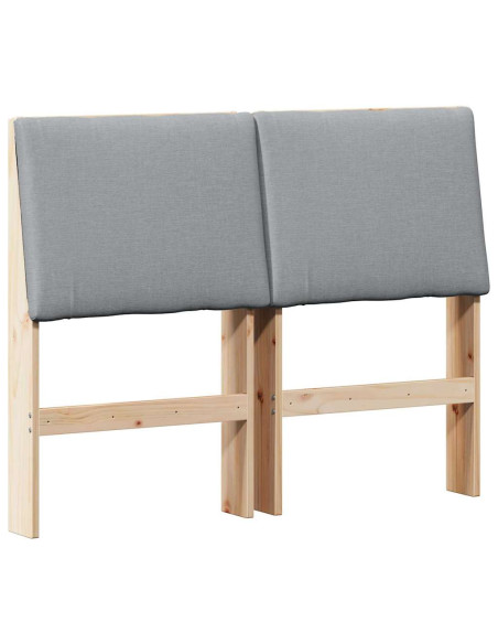 Testiera imbottita Grigio chiaro 135 cm Pino massello