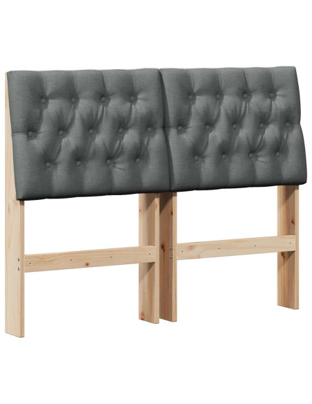 Testiera imbottita Grigio scuro 120 cm Pino massello