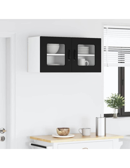 Pensile cucina 2 pcs Nero 40 x 31 x 40 cm Legno multistrato