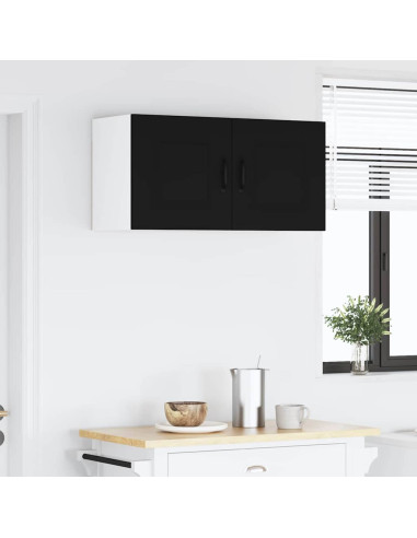 Pensile cucina con porta Nero 80 x 31 x 40 cm Legno multistrato