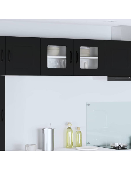 Pensile cucina con porta Nero 80 x 31 x 40 cm Legno multistrato