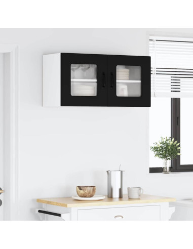 Pensile cucina con porta Nero 80 x 31 x 40 cm Legno multistrato