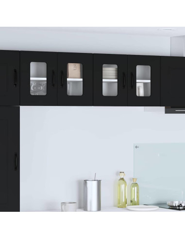 Pensile cucina 2 pcs Nero 60 x 31 x 40 cm Legno multistrato