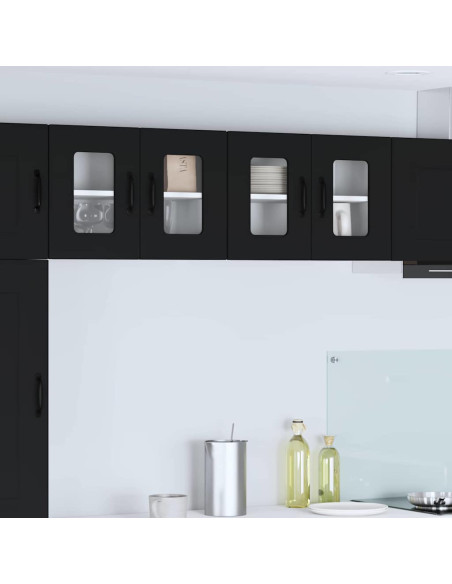 Pensile cucina 2 pcs Nero 60 x 31 x 40 cm Legno multistrato