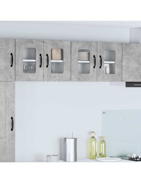 Pensile cucina con porta 2 pcs Grigio cemento 60 x 31 x 40 cm