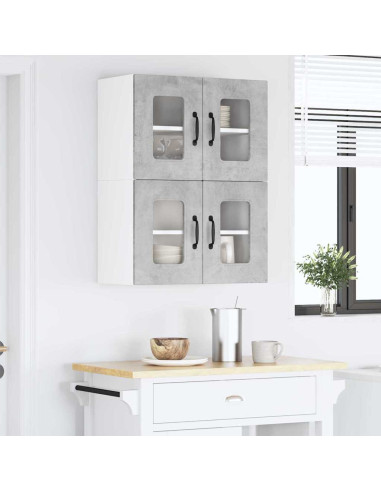 Pensile cucina con porta 2 pcs Grigio cemento 60 x 31 x 40 cm