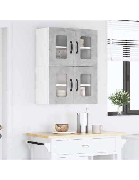 Pensile cucina con porta 2 pcs Grigio cemento 60 x 31 x 40 cm