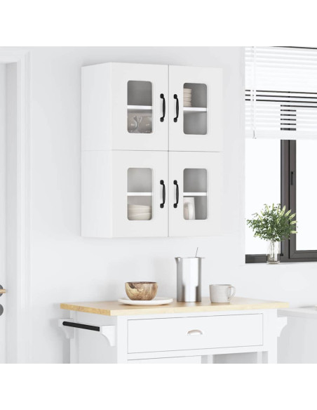 Pensile cucina con porta 2 pcs Bianco Lucido 60 x 31 x 40 cm